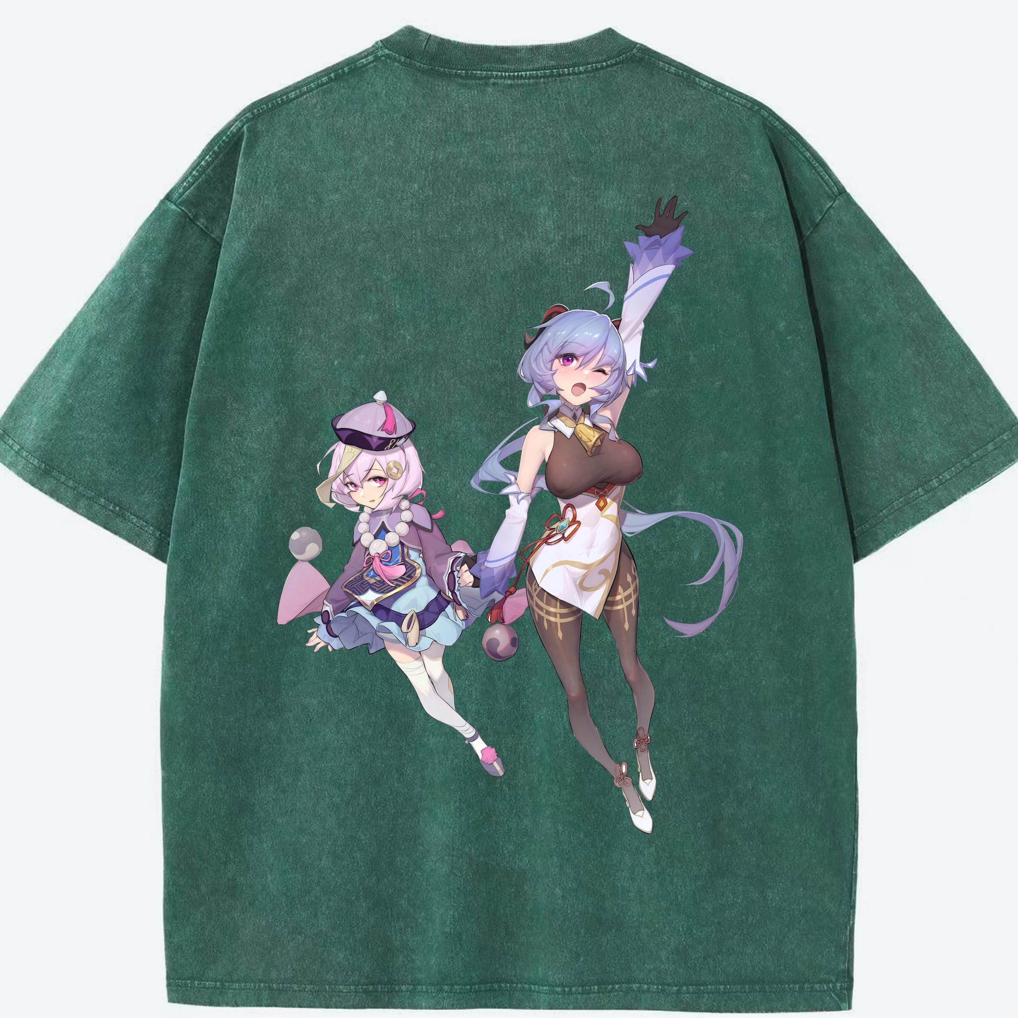 げんし神 七七 なな  genshin Nana 綿100% ヴィンテージ風 半袖Tシャツ（背面プリント）
